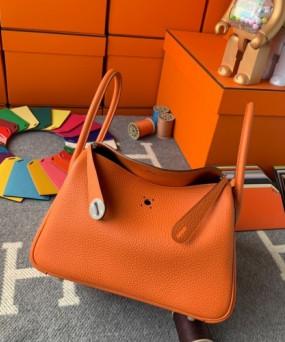 에르메스 린디백26 오렌지 은장 끌레망스 가죽